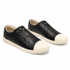 UGG Black Quilted Leather Slip-On Sneakers with Rubber Toe Cap Size: 6